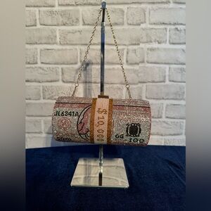NWT Evening Bag Adorned in Crystals “Money Bags”